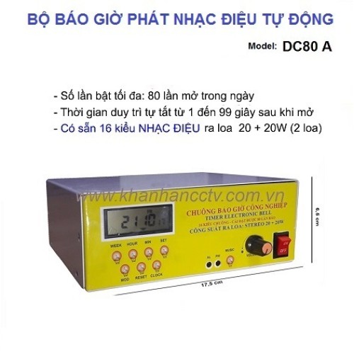 Bộ phát nhạc điệu tự động DC80A, 16 kiểu nhạc báo giờ