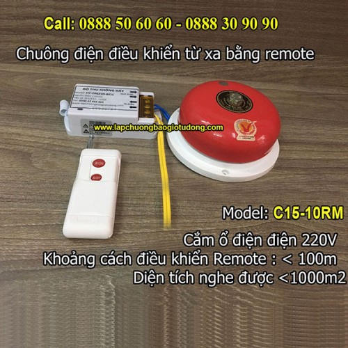 Chuông điện điều khiển từ xa bằng remote 10 inch C15-10RM